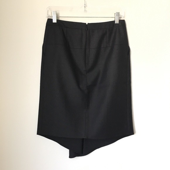 Tibi Sharkskin Suiting Draped Black Midi Skirt - Picture 3 of 8